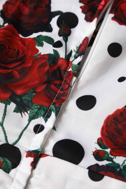 May Retro Rose & Polk Dot Circle Dress