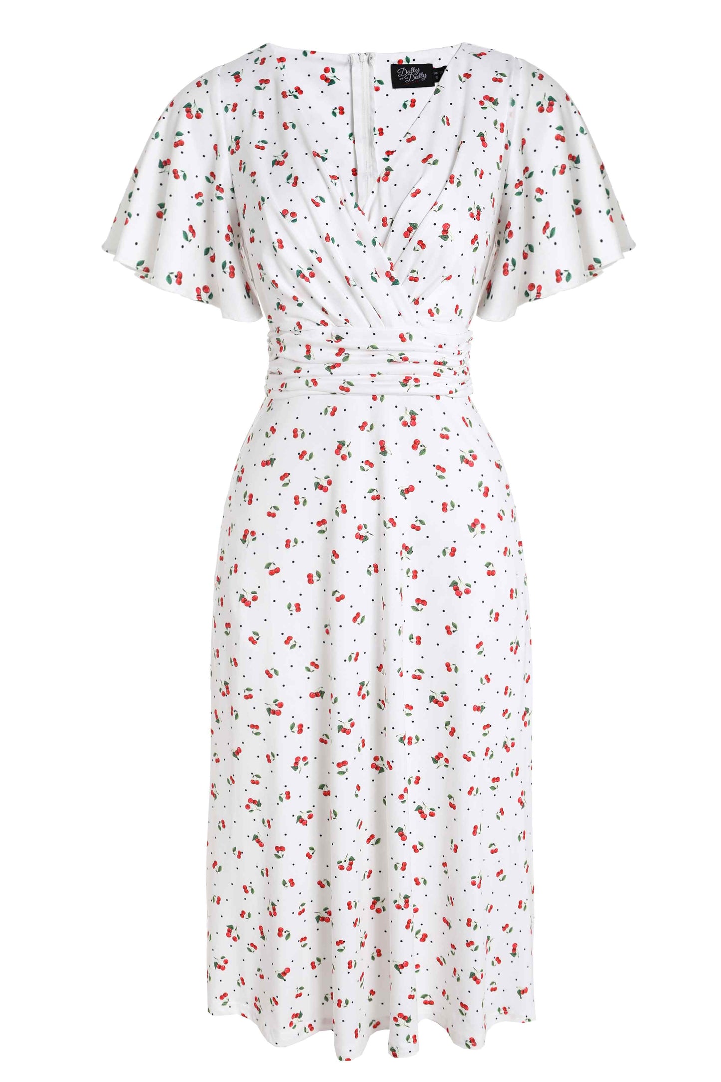 Donna Cherry White Crossover Bust Dress