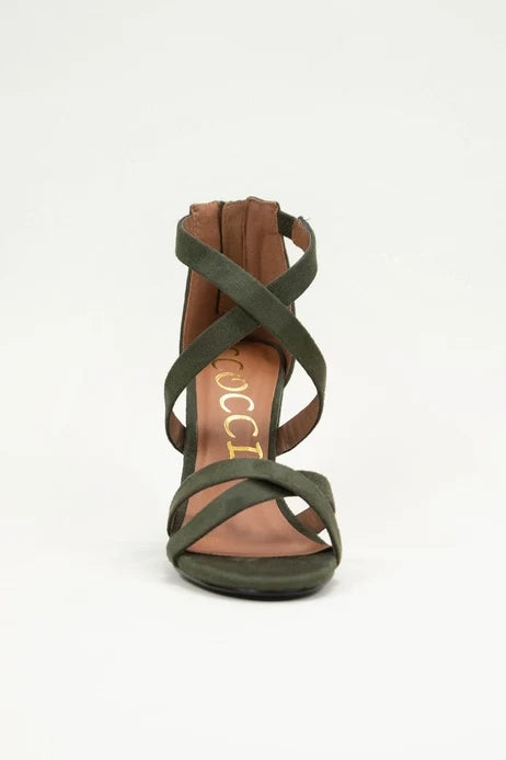 Rita Olive Strappy Heeled Sandal Shoe