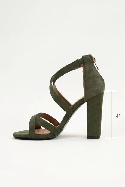 Rita Olive Strappy Heeled Sandal Shoe