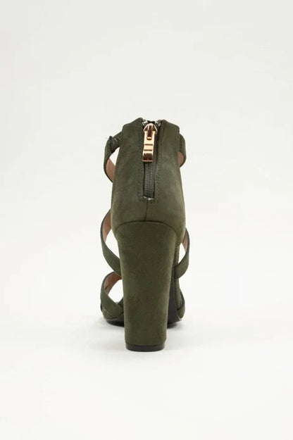 Rita Olive Strappy Heeled Sandal Shoe