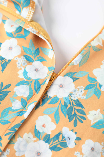 Julia Rosaceae Floral Midi Dress In Yellow