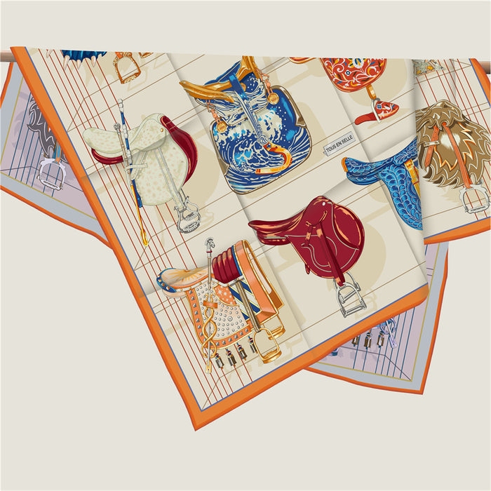 Saddle World Orange Double Print Scarf / 90cm
