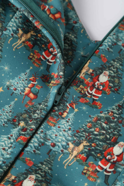 Lily Santa & Reindeer Green Circle Dress