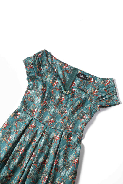 Lily Santa & Reindeer Green Circle Dress