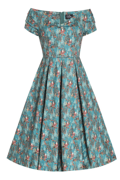 Lily Santa & Reindeer Green Circle Dress