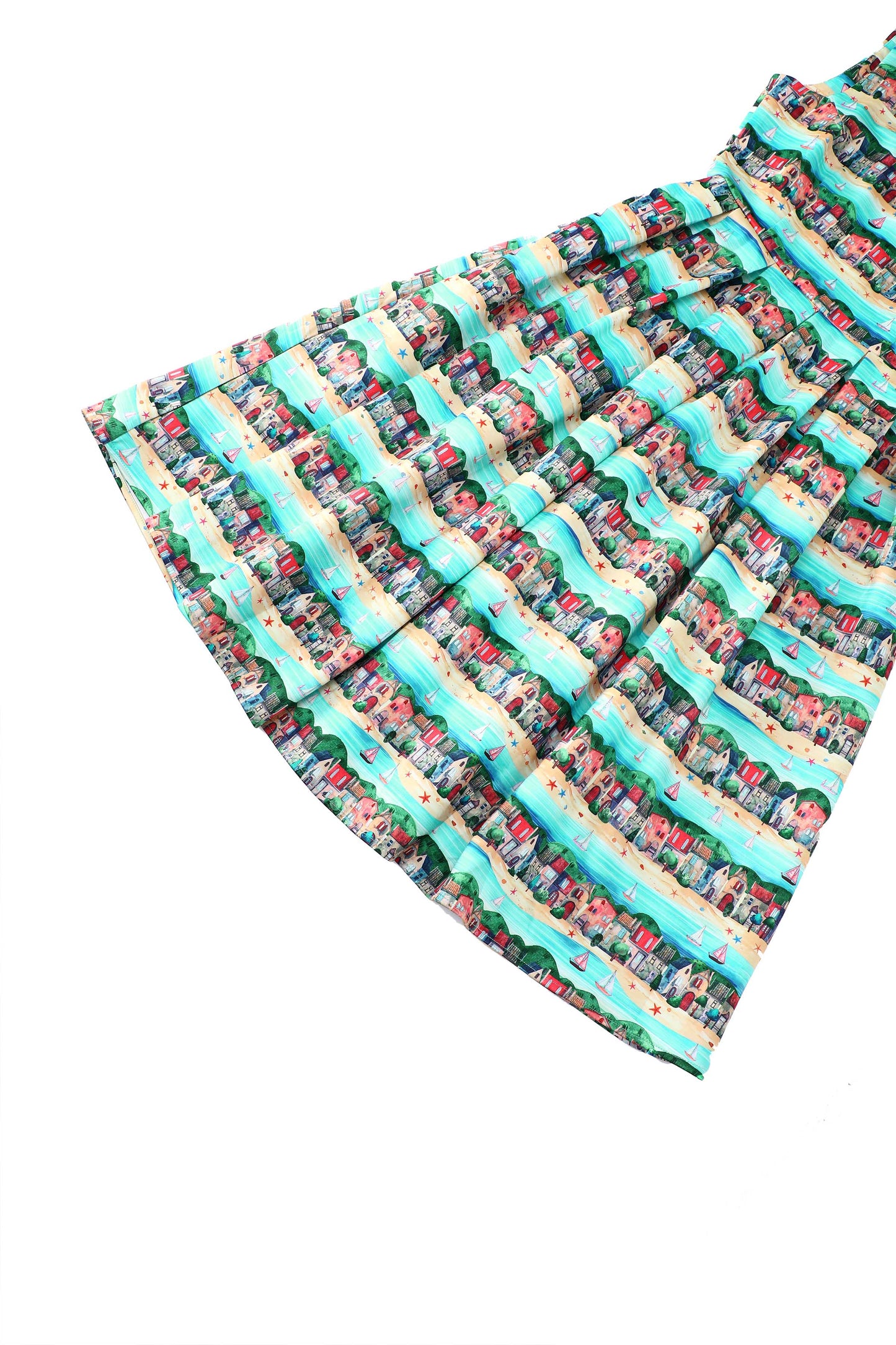 Amanda Seaside Village Print Flared Dress