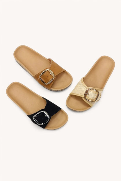 Senna Big Buckle Cork Sandals