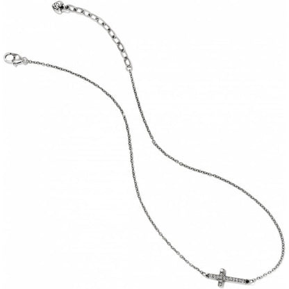 Brighton silver-plated cross pendant necklace with crystal accents and lobster clasp closure on a white background