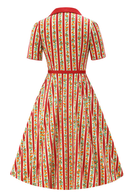 Mabel Summer Orange Midi Shirt Dress