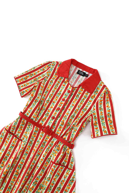 Mabel Summer Orange Midi Shirt Dress