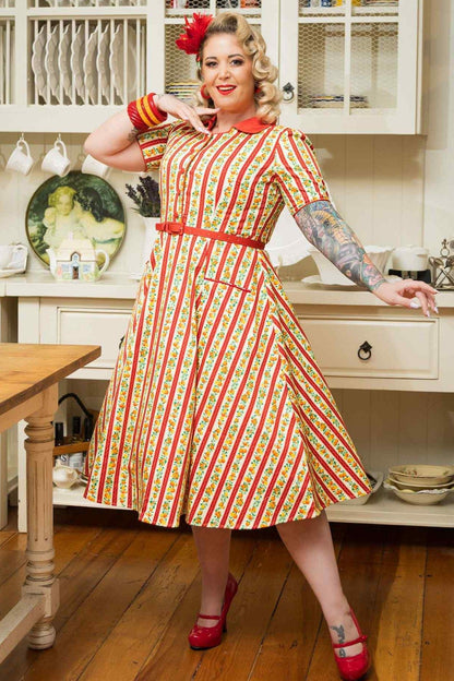 Mabel Summer Orange Midi Shirt Dress