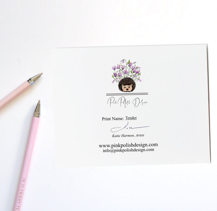 PinkPolish Design Note Cards "Tender" Handmade Notecard