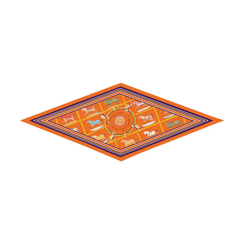 Tersa Orange Silk Diamond Scarf