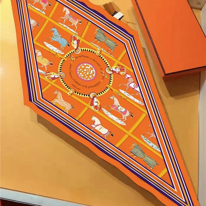 Tersa Orange Silk Diamond Scarf