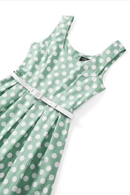 Ophelia Sage Polka Dot Midi Dress