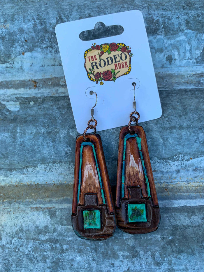 The Southwest Handtooled Leather Earring