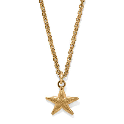 Brighton pendant necklace with gold-tone starfish charm and matching cable chain on a white background