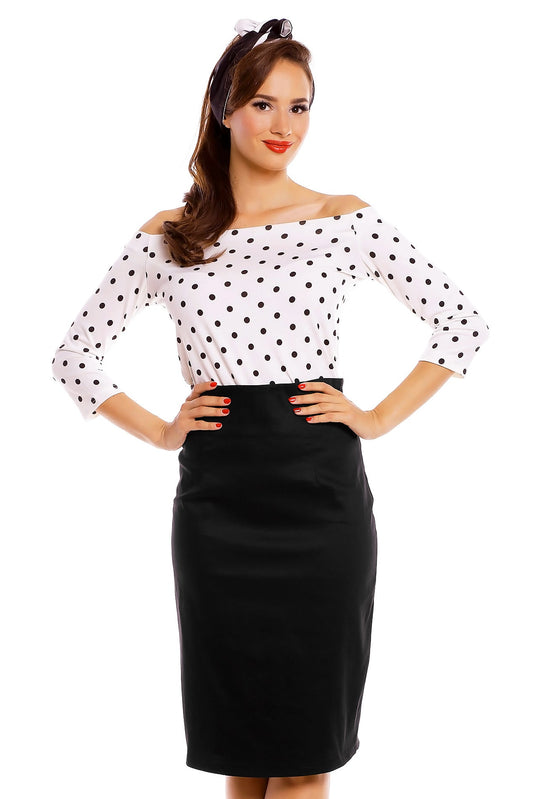 Gloria Bardot Polka Dot Rockabilly Top in White