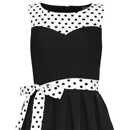 Elizabeth Vintage Dress in Black/White Polka Dot Print