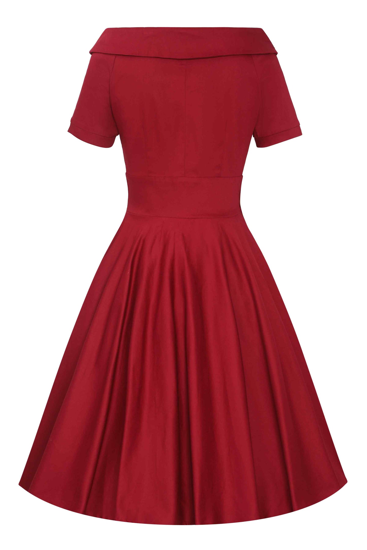 Darlene Burgundy Roll Collar Circle Dress