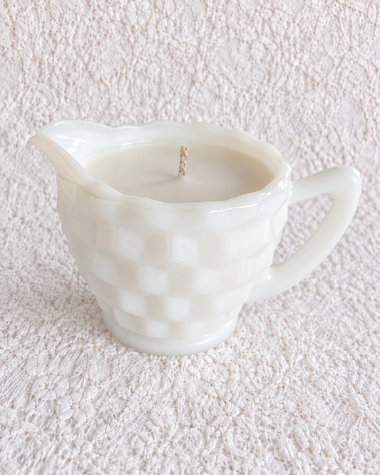 Vintage Milk Glass Creamer Candle
