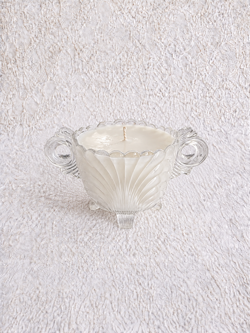 Vintage Pressed-Glass Sugar Bowl Candle – Blueberry Lavender