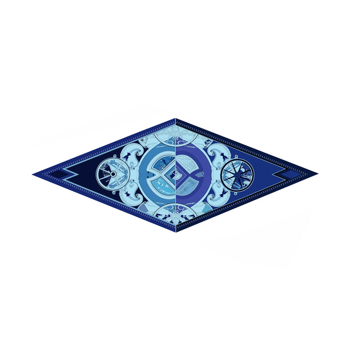 Wheel Blue Silk Diamond Scarf