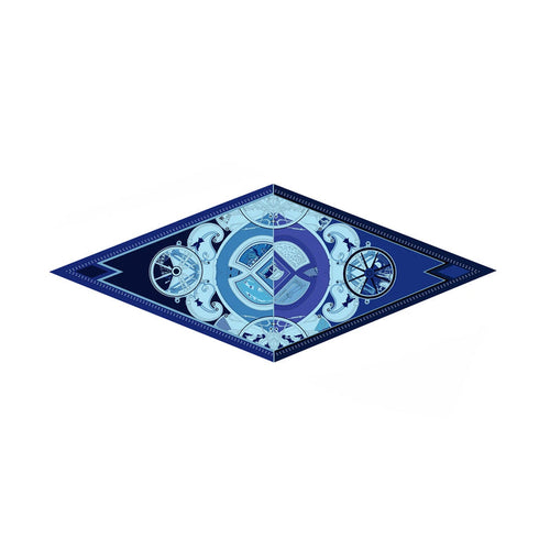 Wheel Blue Silk Diamond Scarf