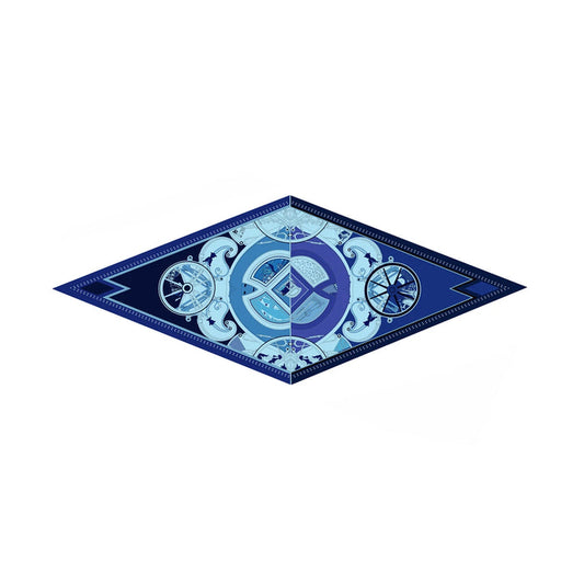 Wheel Blue Silk Diamond Scarf