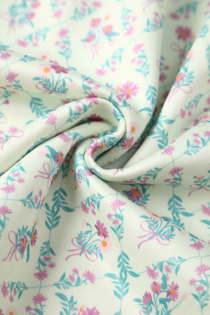 Lily White Floral Tile Off Shoulder Dress