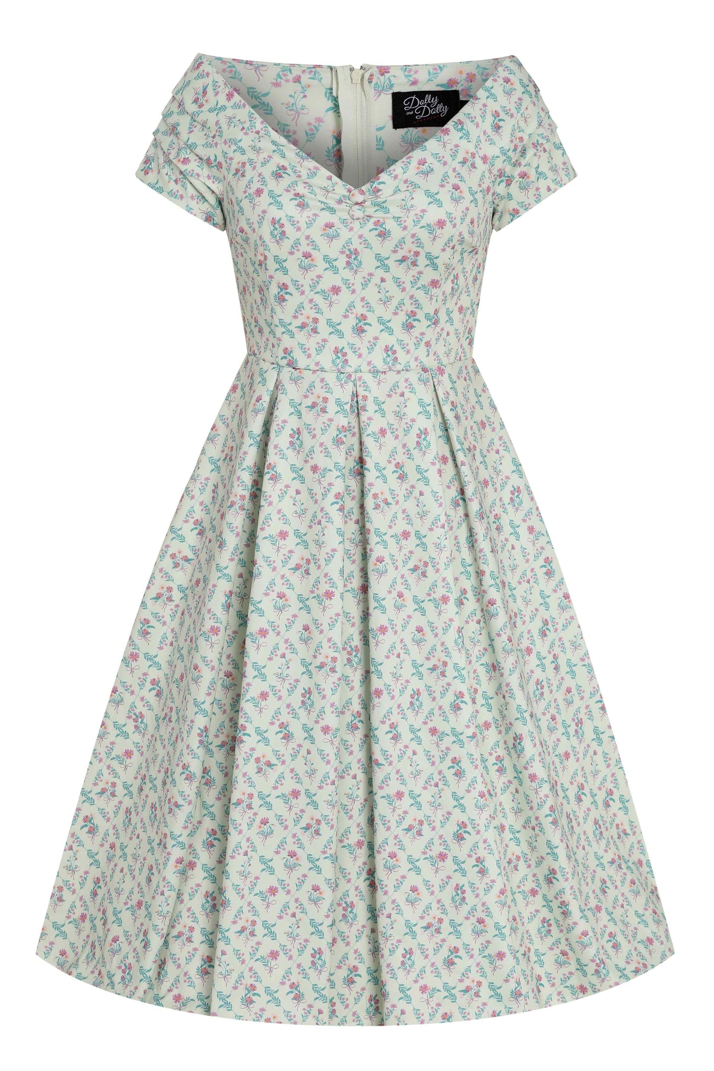 Lily White Floral Tile Off Shoulder Dress