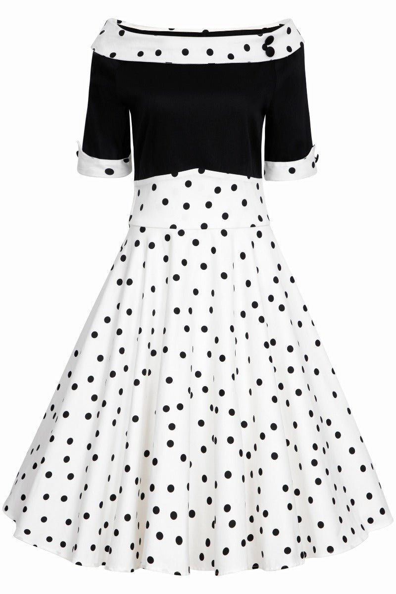 Deborah Black White Polka Dot Swing Dress