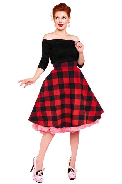 Joyce Rockabilly Red Tartan Swing Skirt