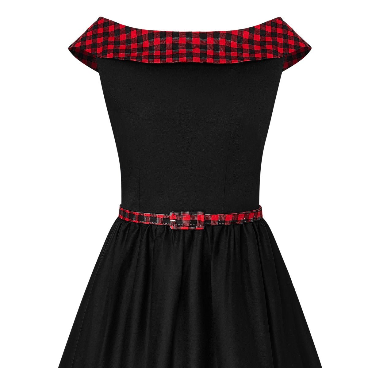 Cindy Retro Dress in Black and Red Checkered