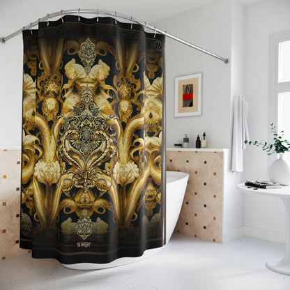 Yellow Gold Shower Curtain Decorative Baroque Curtain Bathroom Curtain | D20123