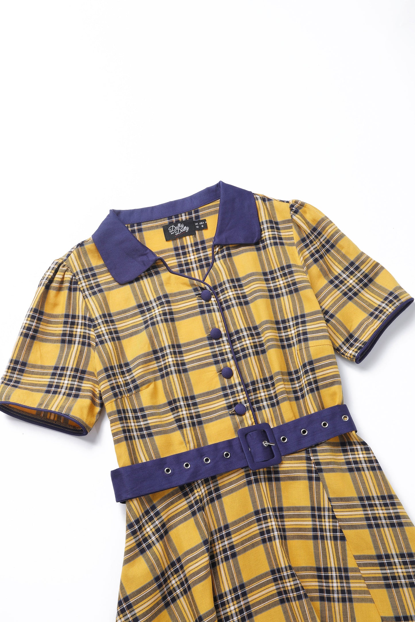 Penelope Yellow Tartan Shirt Dress