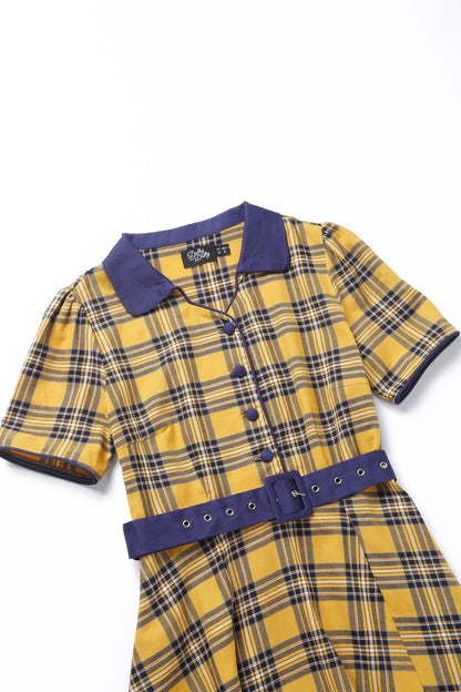 Penelope Yellow Tartan Shirt Dress